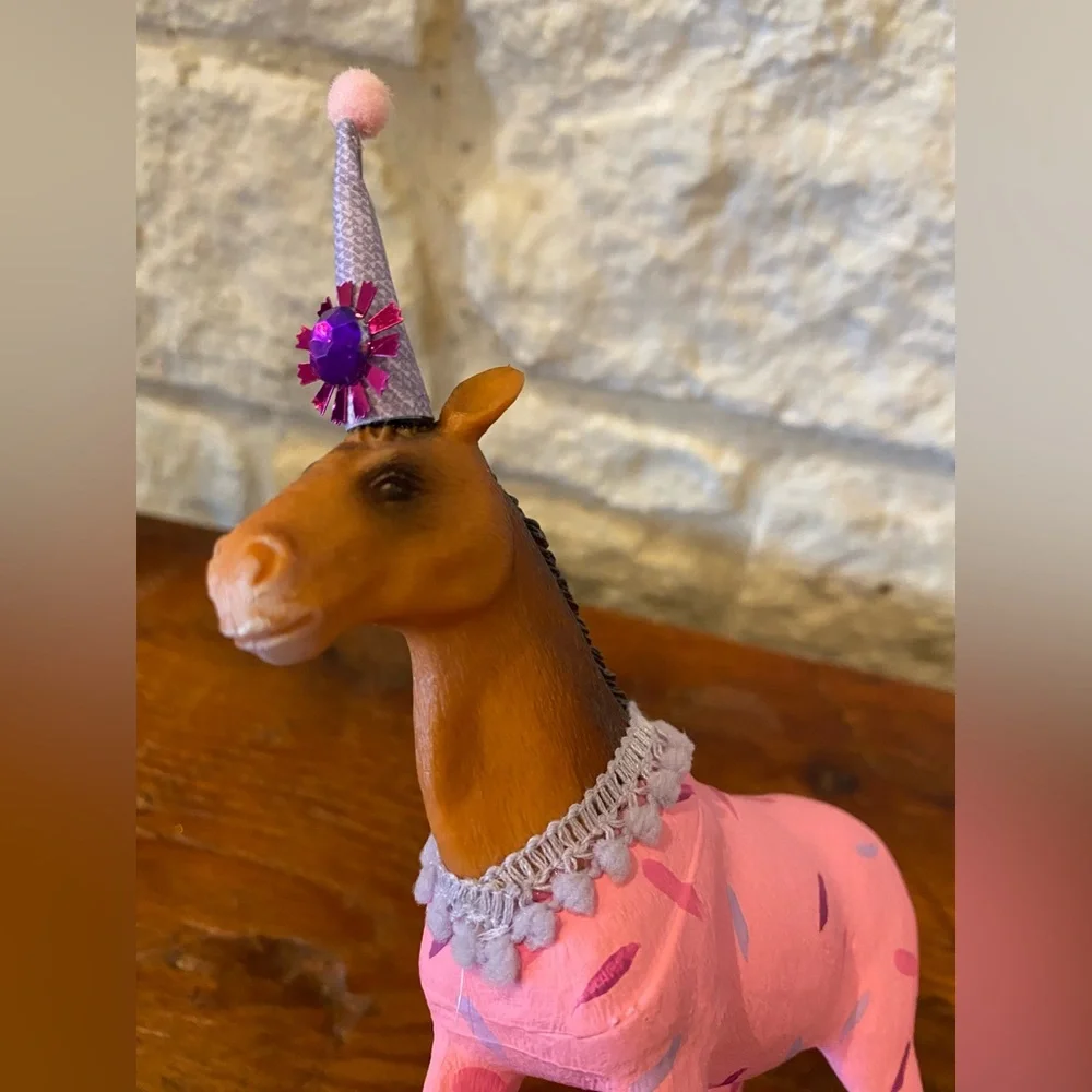 Horse Birthday Cake Pink and Lavender Western Cowgirl Cake Topper Toy